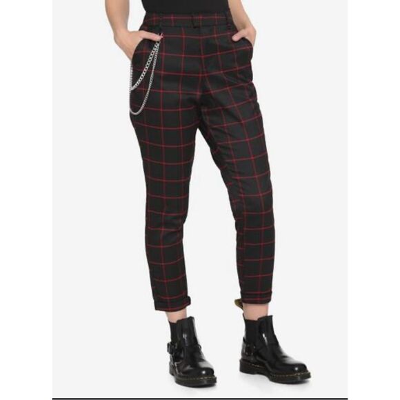 Hot Topic Black and Red Plaid Pants - Picture 1 of 4